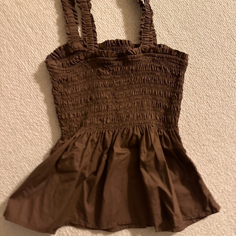 Gap brown ruched ruffle tank top size small